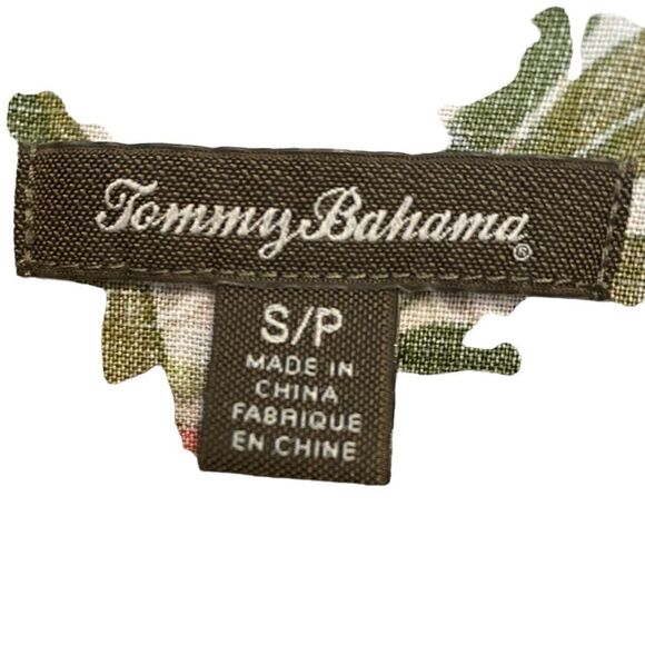 Tommy Bahama Sz S Teal Pink Hibiscus Linen Summer Button Down Collar Shirt - Picture 6 of 7